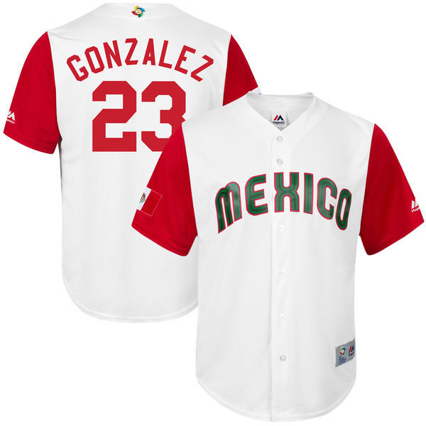 customized Men Mexico Baseball #23 Adrian Gonzalez M White 2017 World Baseball Classic Replica Jersey->->MLB Jersey
